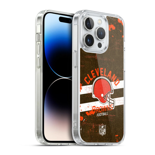 NFL Cleveland Browns Logo Art Helmet Distressed Soft Gel Case for Apple iPhone 14 Pro & MagSafe