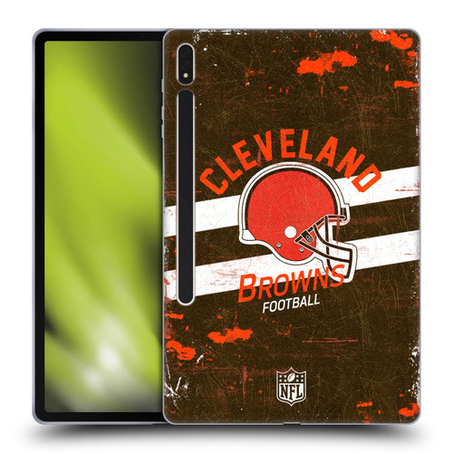 NFL Cleveland Browns Logo Art Helmet Distressed Soft Gel Case for Samsung Galaxy Tab S8 Plus