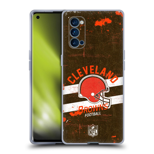 NFL Cleveland Browns Logo Art Helmet Distressed Soft Gel Case for OPPO Reno 4 Pro 5G