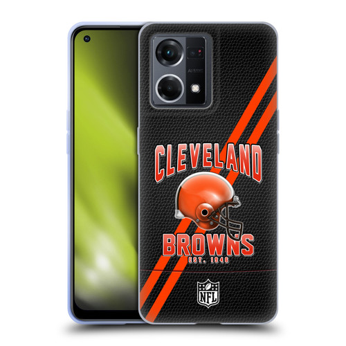 NFL Cleveland Browns Logo Art Football Stripes Soft Gel Case for OPPO Reno8 4G