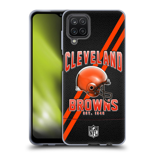 NFL Cleveland Browns Logo Art Football Stripes Soft Gel Case for Samsung Galaxy A12 (2020)