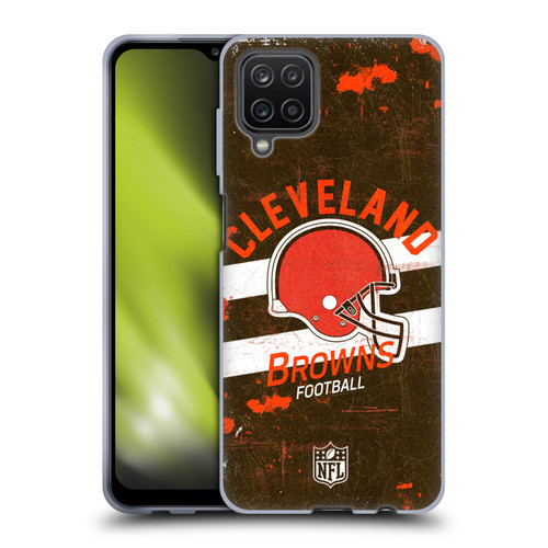 NFL Cleveland Browns Logo Art Helmet Distressed Soft Gel Case for Samsung Galaxy A12 (2020)