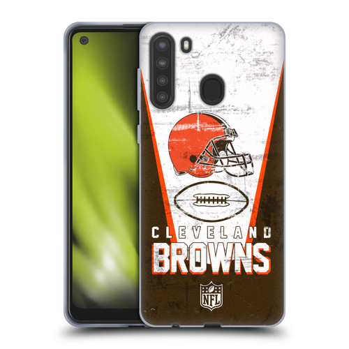 NFL Cleveland Browns Logo Art Banner Soft Gel Case for Samsung Galaxy A21 (2020)