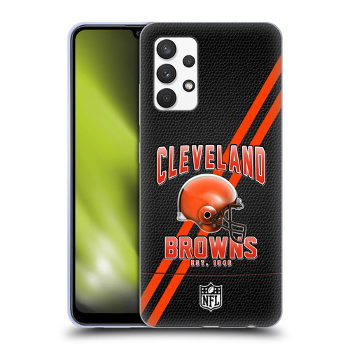 NFL Cleveland Browns Logo Art Football Stripes Soft Gel Case for Samsung Galaxy A32 (2021)
