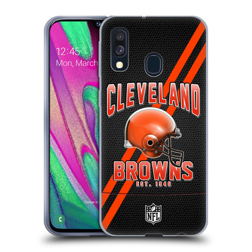 NFL Cleveland Browns Logo Art Football Stripes Soft Gel Case for Samsung Galaxy A40 (2019)