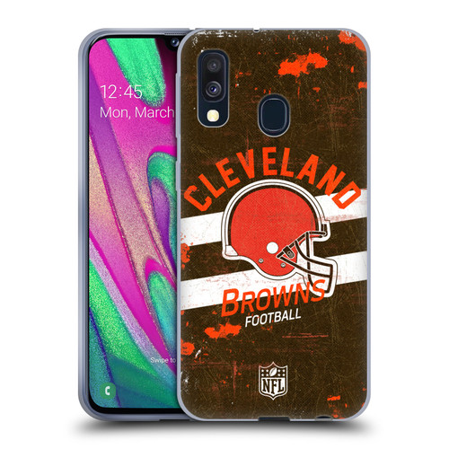 NFL Cleveland Browns Logo Art Helmet Distressed Soft Gel Case for Samsung Galaxy A40 (2019)