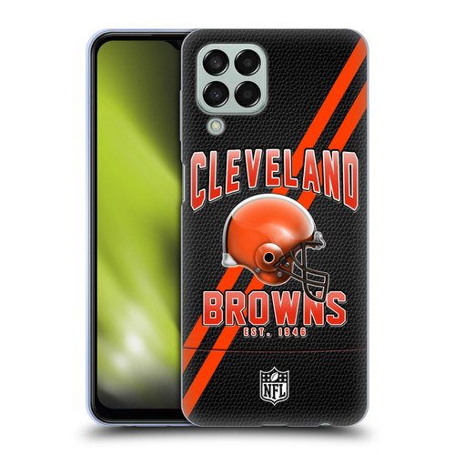 NFL Cleveland Browns Logo Art Football Stripes Soft Gel Case for Samsung Galaxy M33 (2022)