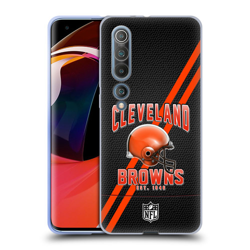 NFL Cleveland Browns Logo Art Football Stripes Soft Gel Case for Xiaomi Mi 10 5G / Mi 10 Pro 5G