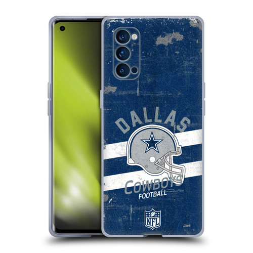 NFL Dallas Cowboys Logo Art Helmet Distressed Soft Gel Case for OPPO Reno 4 Pro 5G