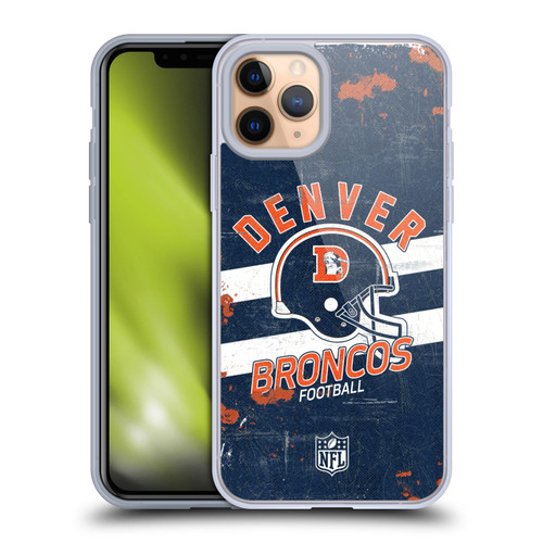 NFL Denver Broncos Logo Art Helmet Distressed Soft Gel Case for Apple iPhone 11 Pro