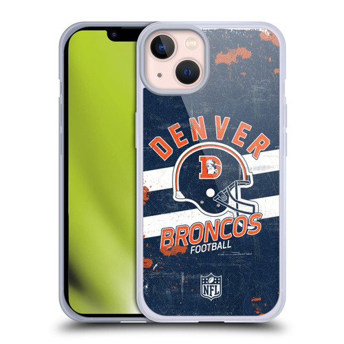 NFL Denver Broncos Logo Art Helmet Distressed Soft Gel Case for Apple iPhone 13