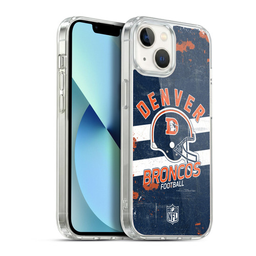 NFL Denver Broncos Logo Art Helmet Distressed Soft Gel Case for Apple iPhone 13