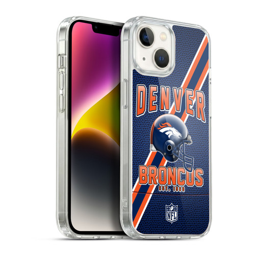 NFL Denver Broncos Logo Art Football Stripes Soft Gel Case for Apple iPhone 14