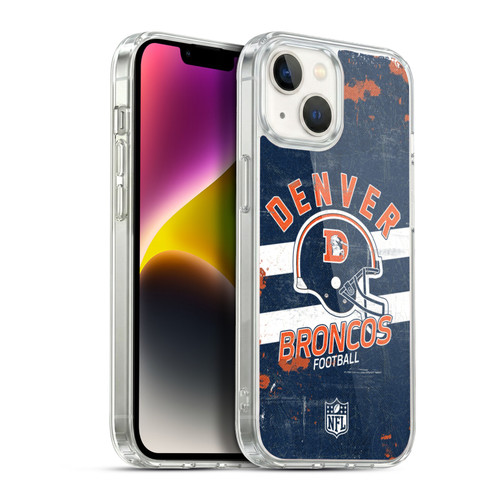 NFL Denver Broncos Logo Art Helmet Distressed Soft Gel Case for Apple iPhone 14