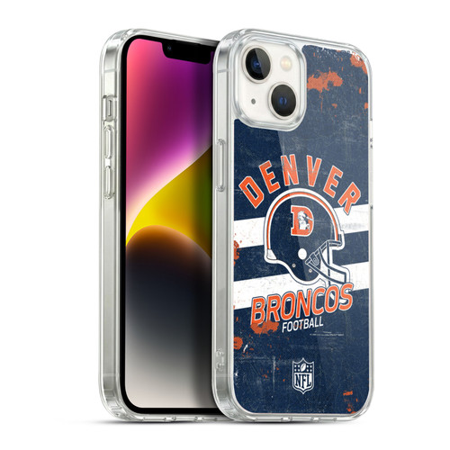 NFL Denver Broncos Logo Art Helmet Distressed Soft Gel Case for Apple iPhone 14 Plus & MagSafe