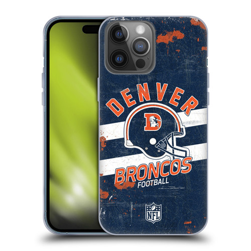 NFL Denver Broncos Logo Art Helmet Distressed Soft Gel Case for Apple iPhone 14 Pro Max