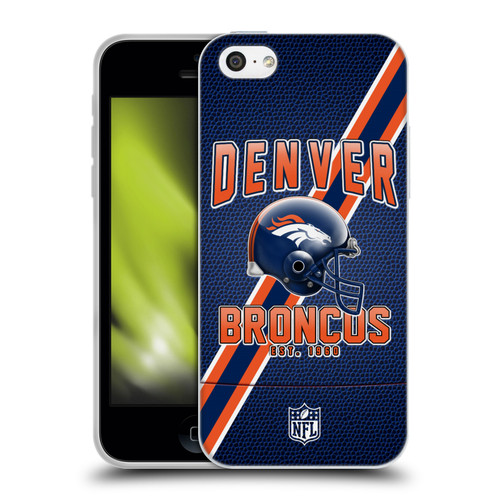 NFL Denver Broncos Logo Art Football Stripes Soft Gel Case for Apple iPhone 5c
