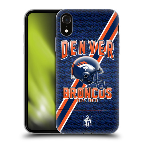 NFL Denver Broncos Logo Art Football Stripes Soft Gel Case for Apple iPhone XR