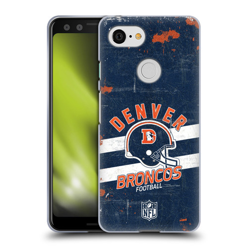 NFL Denver Broncos Logo Art Helmet Distressed Soft Gel Case for Google Pixel 3