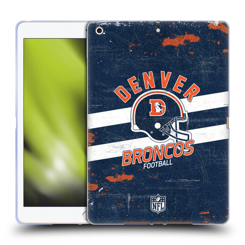 NFL Denver Broncos Logo Art Helmet Distressed Soft Gel Case for Apple iPad 10.2 2019/2020/2021