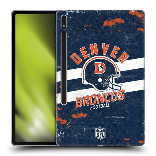 NFL Denver Broncos Logo Art Helmet Distressed Soft Gel Case for Samsung Galaxy Tab S8 Plus