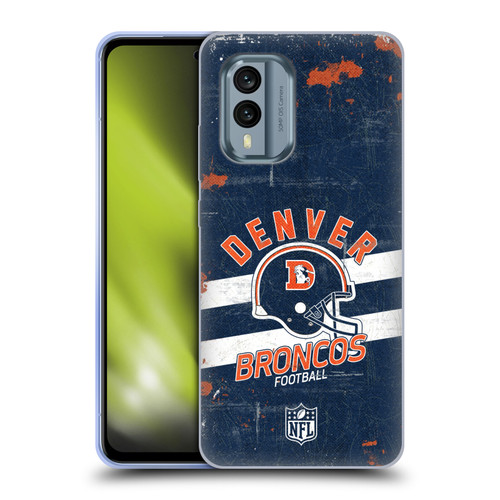 NFL Denver Broncos Logo Art Helmet Distressed Soft Gel Case for Nokia X30