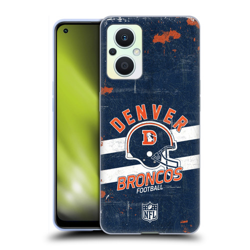 NFL Denver Broncos Logo Art Helmet Distressed Soft Gel Case for OPPO Reno8 Lite