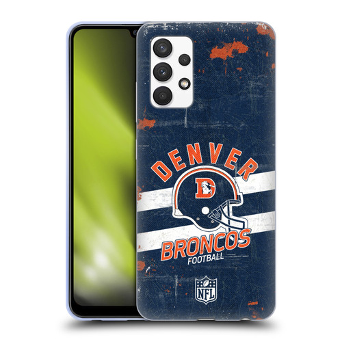 NFL Denver Broncos Logo Art Helmet Distressed Soft Gel Case for Samsung Galaxy A32 (2021)
