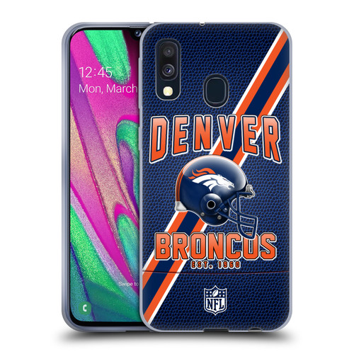 NFL Denver Broncos Logo Art Football Stripes Soft Gel Case for Samsung Galaxy A40 (2019)