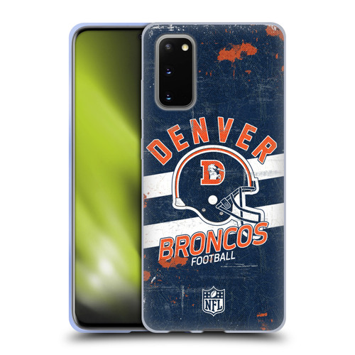 NFL Denver Broncos Logo Art Helmet Distressed Soft Gel Case for Samsung Galaxy S20 / S20 5G