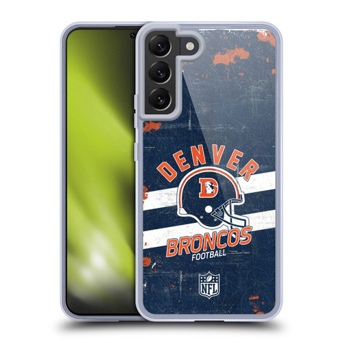 NFL Denver Broncos Logo Art Helmet Distressed Soft Gel Case for Samsung Galaxy S22+ 5G