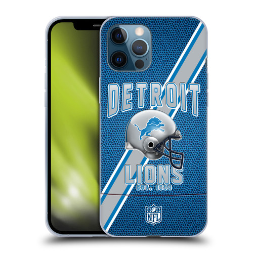 NFL Detroit Lions Logo Art Football Stripes Soft Gel Case for Apple iPhone 12 Pro Max