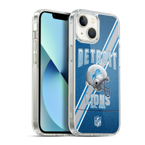 NFL Detroit Lions Logo Art Football Stripes Soft Gel Case for Apple iPhone 13