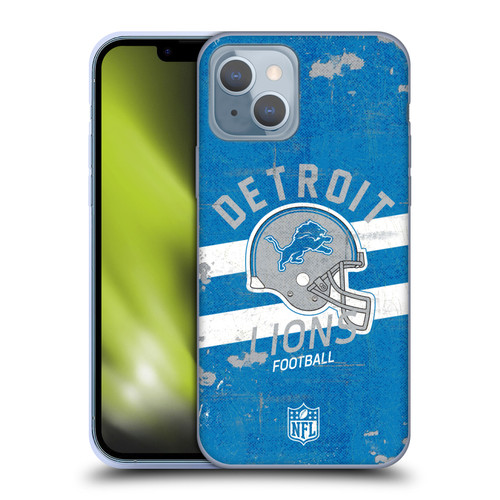 NFL Detroit Lions Logo Art Helmet Distressed Soft Gel Case for Apple iPhone 14