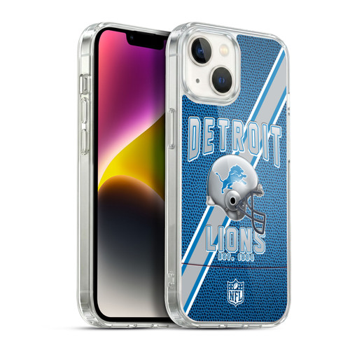 NFL Detroit Lions Logo Art Football Stripes Soft Gel Case for Apple iPhone 14