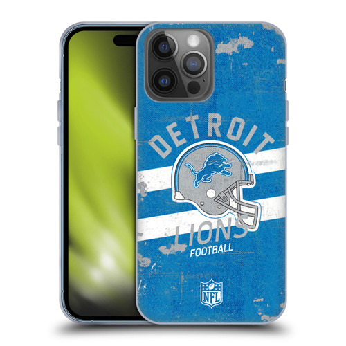 NFL Detroit Lions Logo Art Helmet Distressed Soft Gel Case for Apple iPhone 14 Pro Max