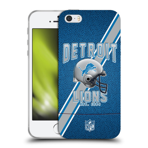 NFL Detroit Lions Logo Art Football Stripes Soft Gel Case for Apple iPhone 5 / 5s / iPhone SE 2016