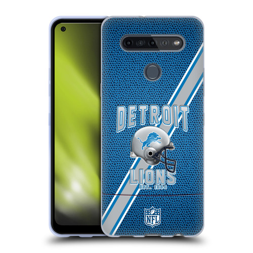 NFL Detroit Lions Logo Art Football Stripes Soft Gel Case for LG K51S