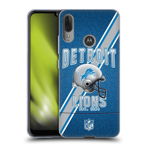 NFL Detroit Lions Logo Art Football Stripes Soft Gel Case for Motorola Moto E6 Plus