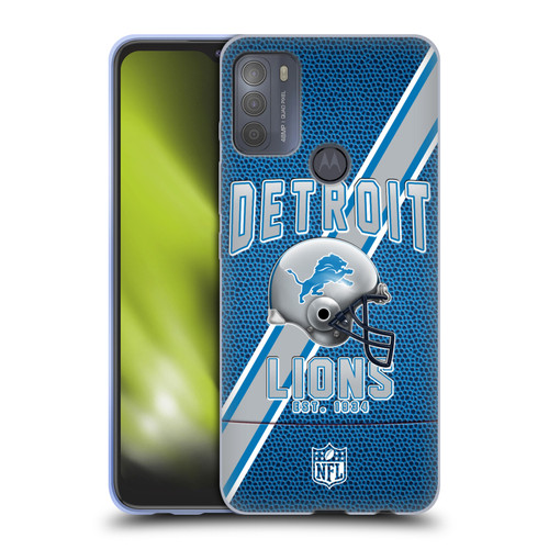 NFL Detroit Lions Logo Art Football Stripes Soft Gel Case for Motorola Moto G50