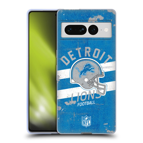 NFL Detroit Lions Logo Art Helmet Distressed Soft Gel Case for Google Pixel 7 Pro