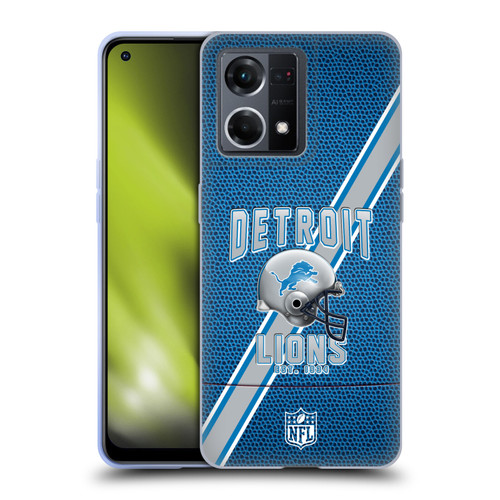 NFL Detroit Lions Logo Art Football Stripes Soft Gel Case for OPPO Reno8 4G