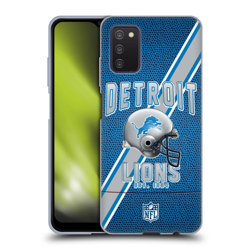 NFL Detroit Lions Logo Art Football Stripes Soft Gel Case for Samsung Galaxy A03s (2021)
