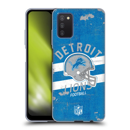 NFL Detroit Lions Logo Art Helmet Distressed Soft Gel Case for Samsung Galaxy A03s (2021)