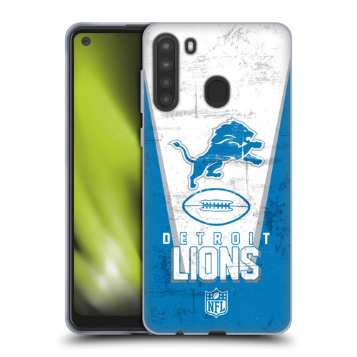 NFL Detroit Lions Logo Art Banner Soft Gel Case for Samsung Galaxy A21 (2020)