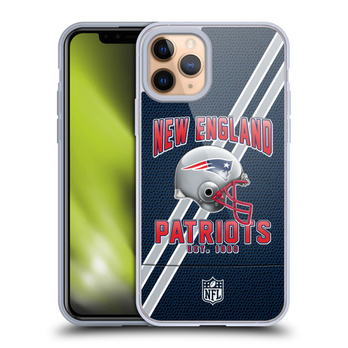 NFL New England Patriots Logo Art Football Stripes Soft Gel Case for Apple iPhone 11 Pro
