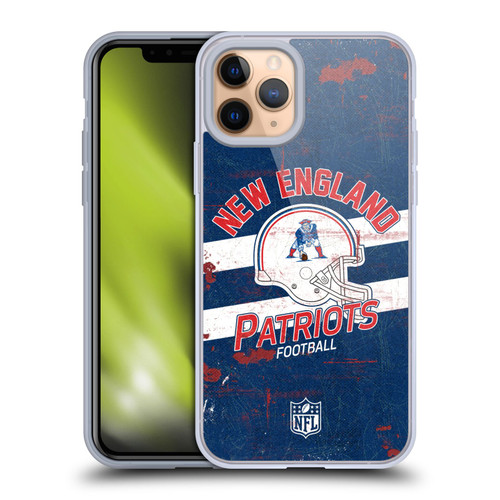 NFL New England Patriots Logo Art Helmet Distressed Soft Gel Case for Apple iPhone 11 Pro