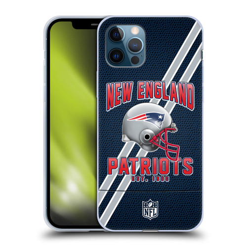 NFL New England Patriots Logo Art Football Stripes Soft Gel Case for Apple iPhone 12 / iPhone 12 Pro
