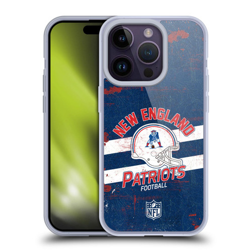 NFL New England Patriots Logo Art Helmet Distressed Soft Gel Case for Apple iPhone 14 Pro