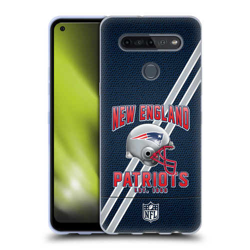 NFL New England Patriots Logo Art Football Stripes Soft Gel Case for LG K51S